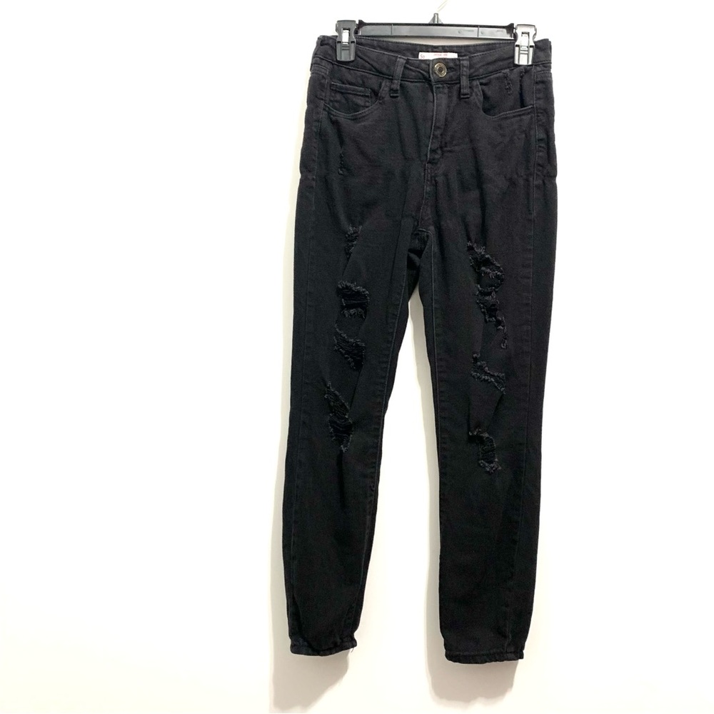 SO Vintage Vibe Women’s High Rise Ankle Skinny Black High Waist Distressed Jeans